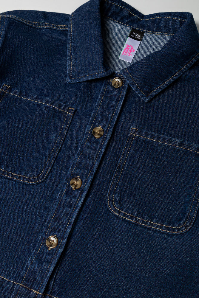 Girls Dark Wash Denim Jacket (1)