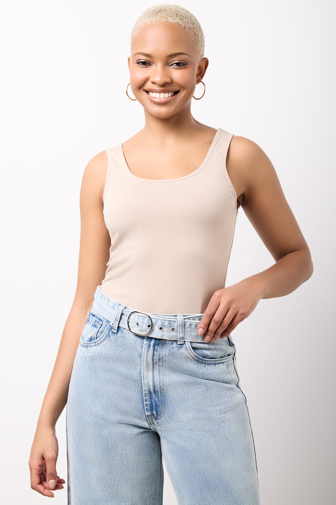 Stone Fitted Sleeveless Vest