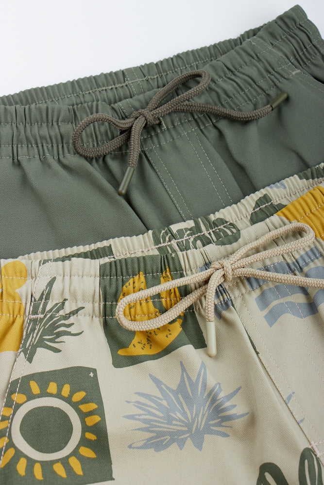 2 Pack Graphic And Fatigue Woven Shorts (1)