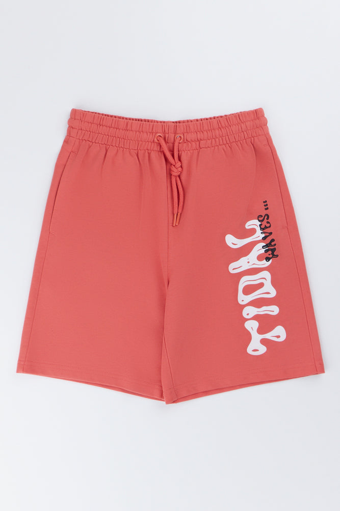 Coral Relaxed Knit Shorts