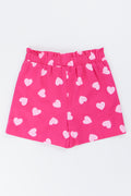 Pink Heart Print Woven Shorts (2)