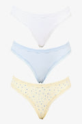3 Pack Microfibre Lace Trim Thongs