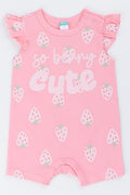 Pink Strawberry Print Baby Romper