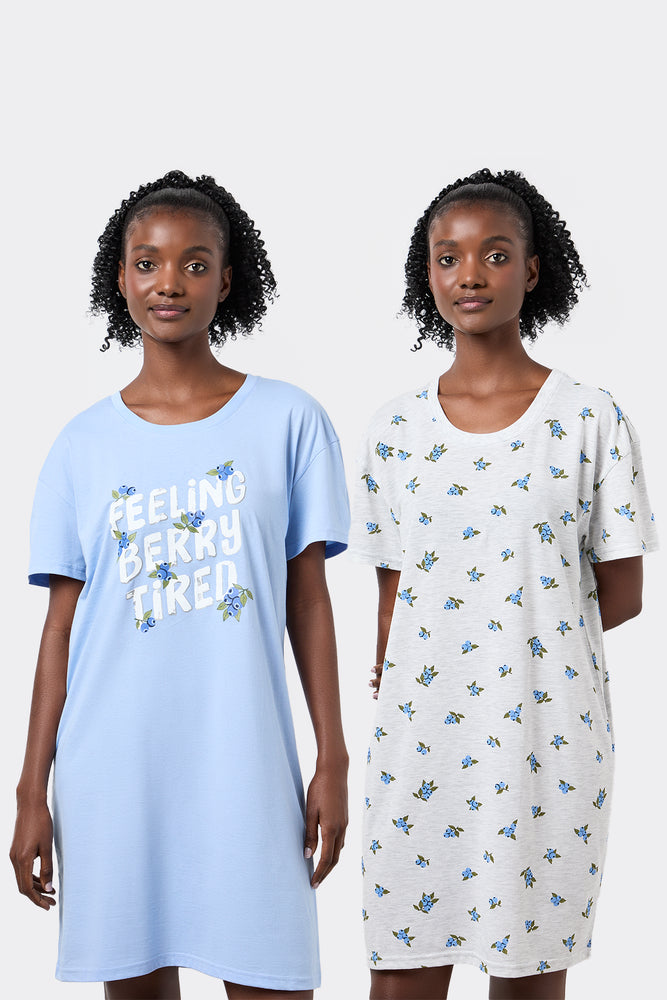 2 Pack Blueberry Print Sleepshirts