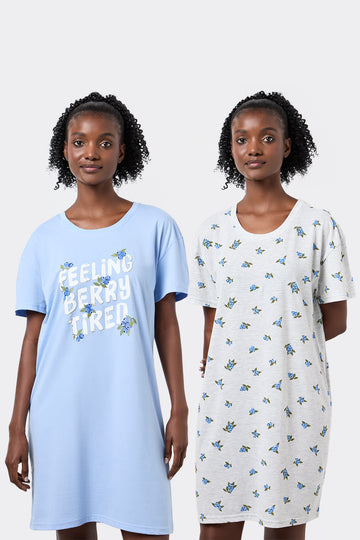 2 Pack Blueberry Print Sleepshirts