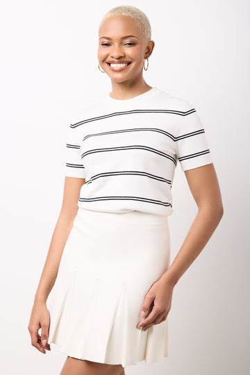 Striped Ballerina Short Sleeve Knit Top