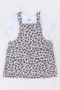 Leopard Print Twill Pinafore Set