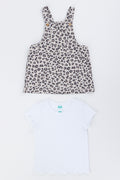 Leopard Print Twill Pinafore Set (2)