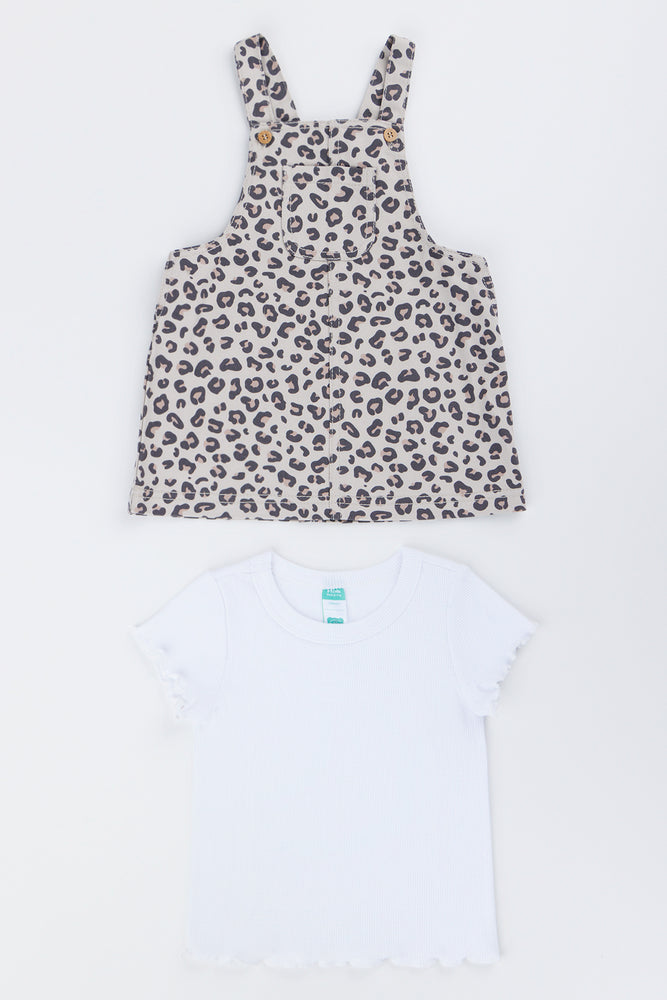 Leopard Print Twill Pinafore Set (2)