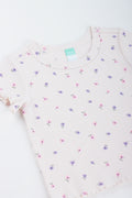 Floral Ribbed Short Sleeve T-Shirt (1)