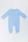 Soft Blue Cotton Baby Sleepsuit