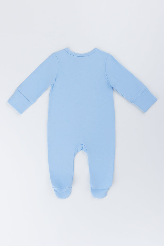 Soft Blue Cotton Baby Sleepsuit (2)