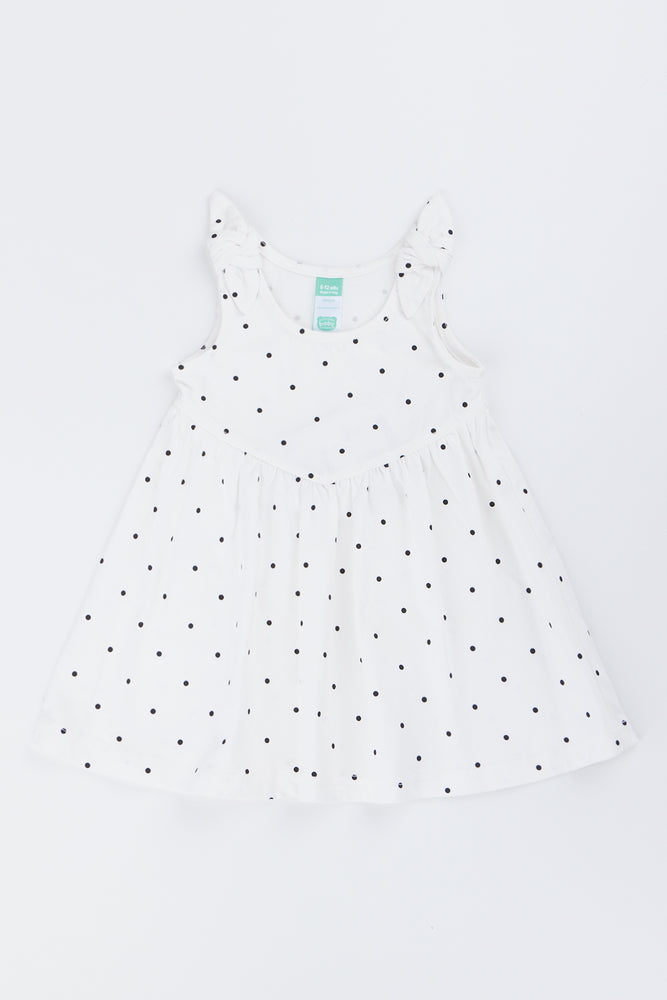 White Polka Dot Knit Dress