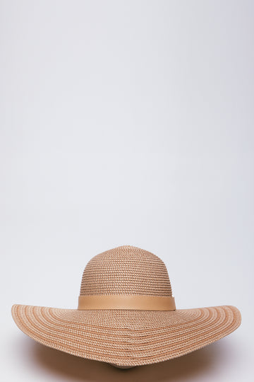 Wide Brim Beaded Straw Hat