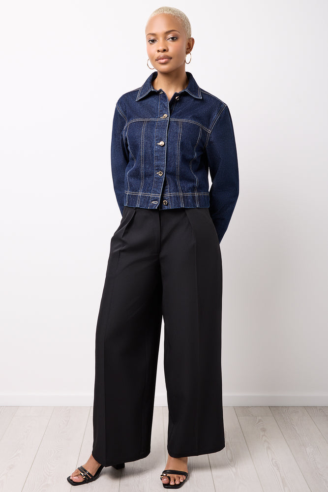 Black Wide Leg Twill Pants