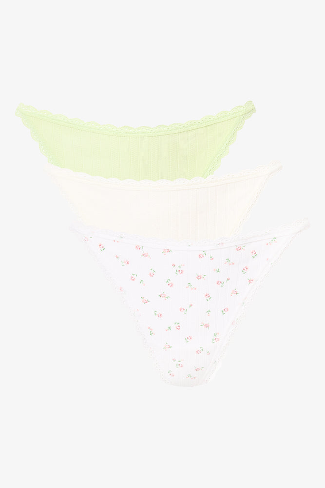 3 Pack Seam Free Floral Lace Thongs (1)
