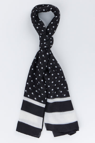 Black Spotted Stripe Print Scarf