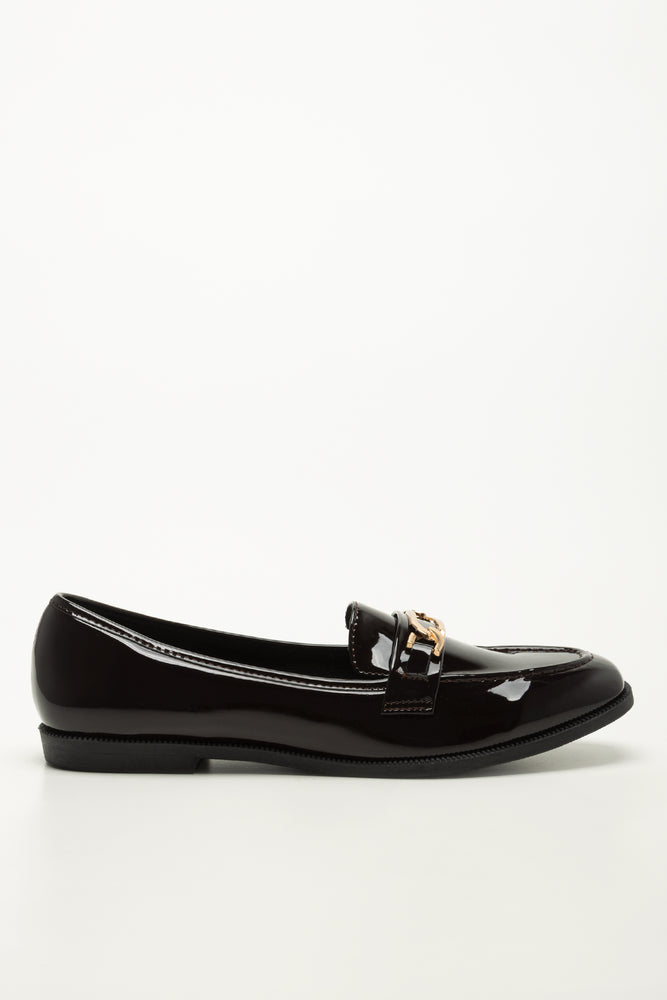 Black Patent Gold Trim Loafers (1)