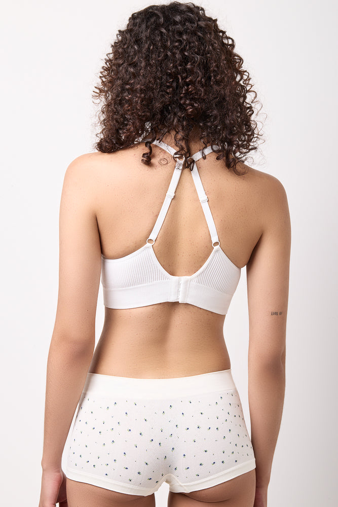 White Ribbed Seam Free Bralette (2)