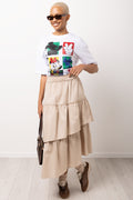 Stone Tiered Ruffle Skirt