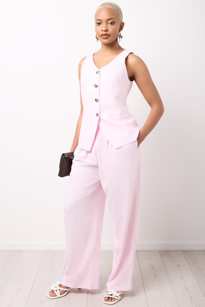 Pink Smart Linen Pants