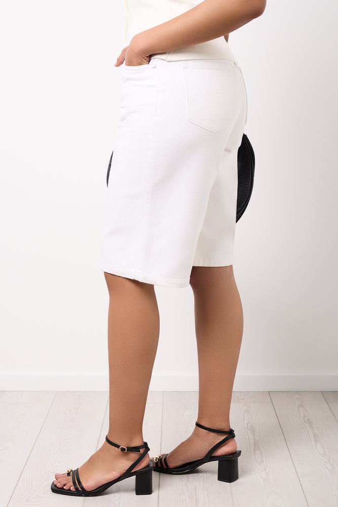 White Relaxed Fit Jorts (1)