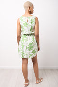 Green Floral Elastic Waist Dress (2)