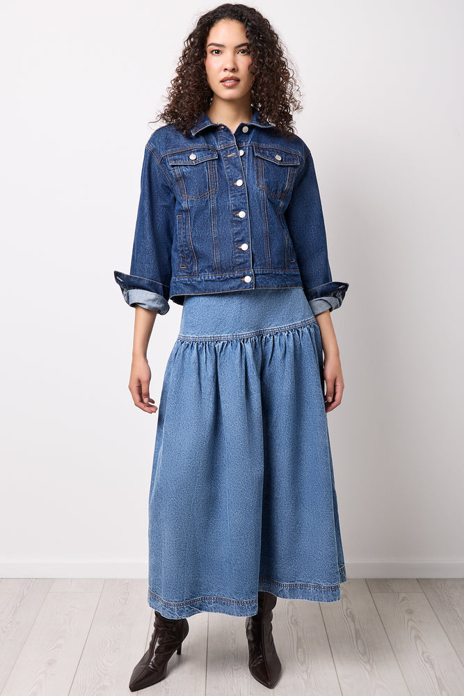 A Line Denim Basque Skirt
