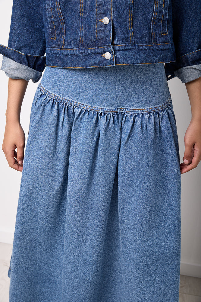 A Line Denim Basque Skirt (3)