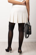 Cream Pleated Knit Mini Skirt (2)