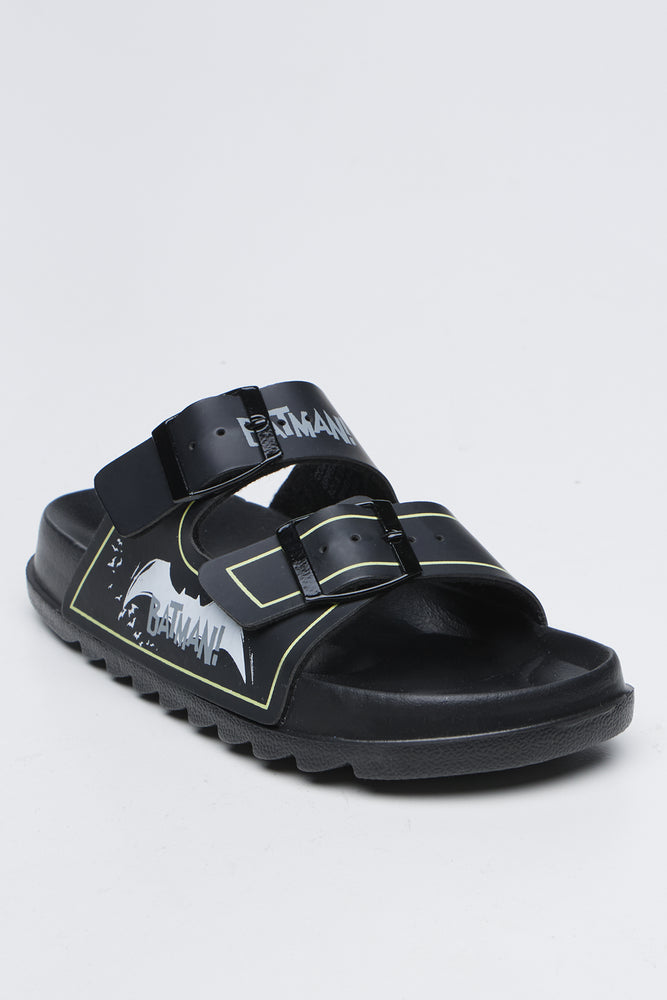Batman Double Buckle Black Slides