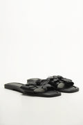 Black Floral Detail Mule Sandals