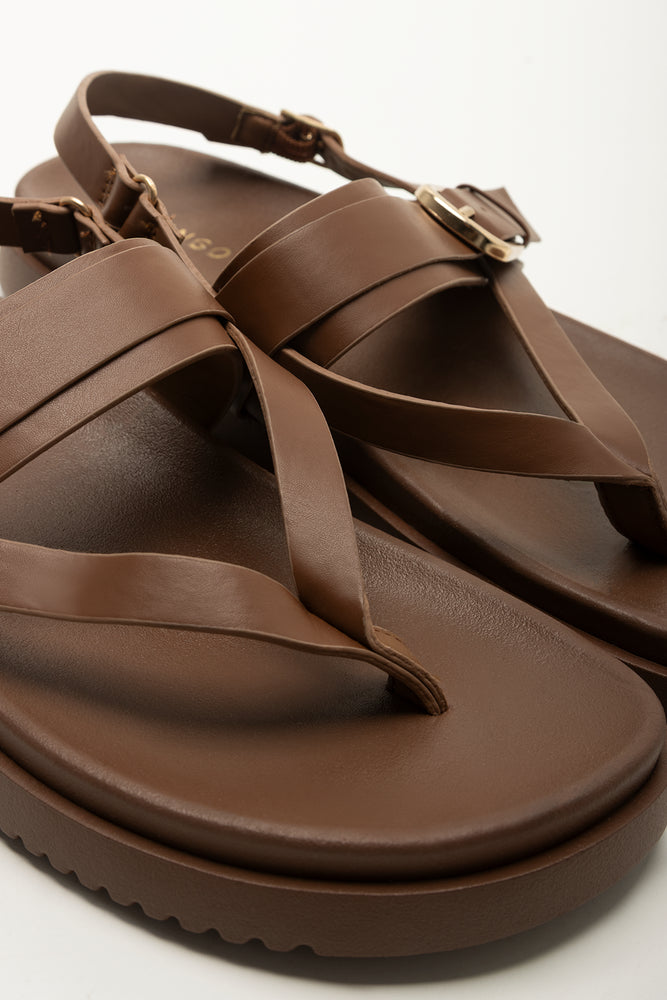 Chocolate Brown T Bar Buckle Mule (2)