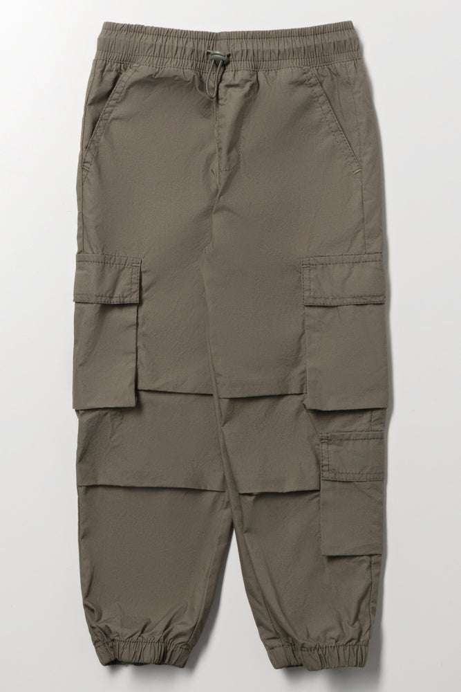 Khaki Technical Cargo Jogger Pants