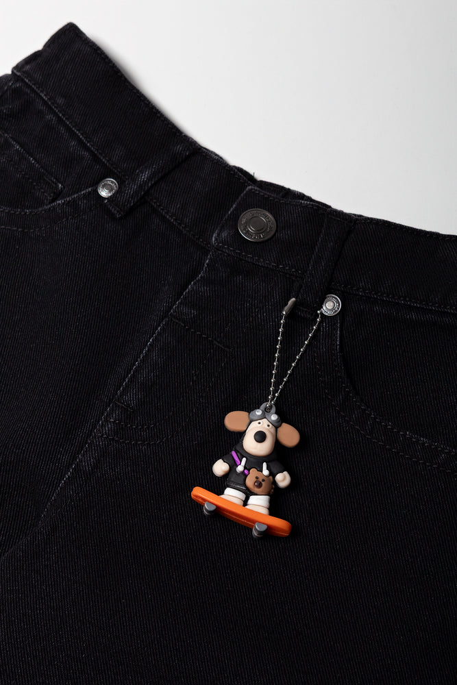 Black Denim Jort With Charm (1)