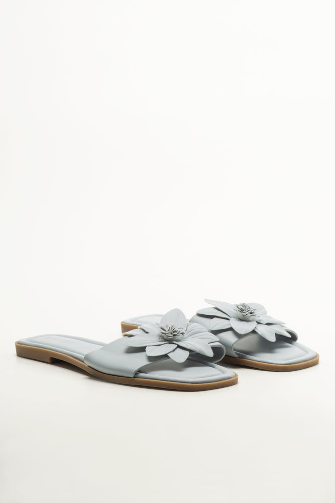 Light Blue Floral Mule Sandals
