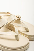 Beige Buckle Thong Footbed Sandals (2)