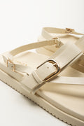 Beige Buckle Thong Footbed Sandals (3)