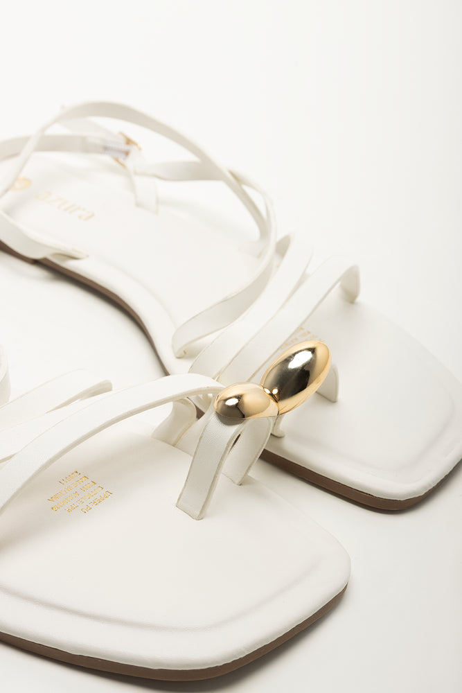 White Tonal Loop Sandals (2)