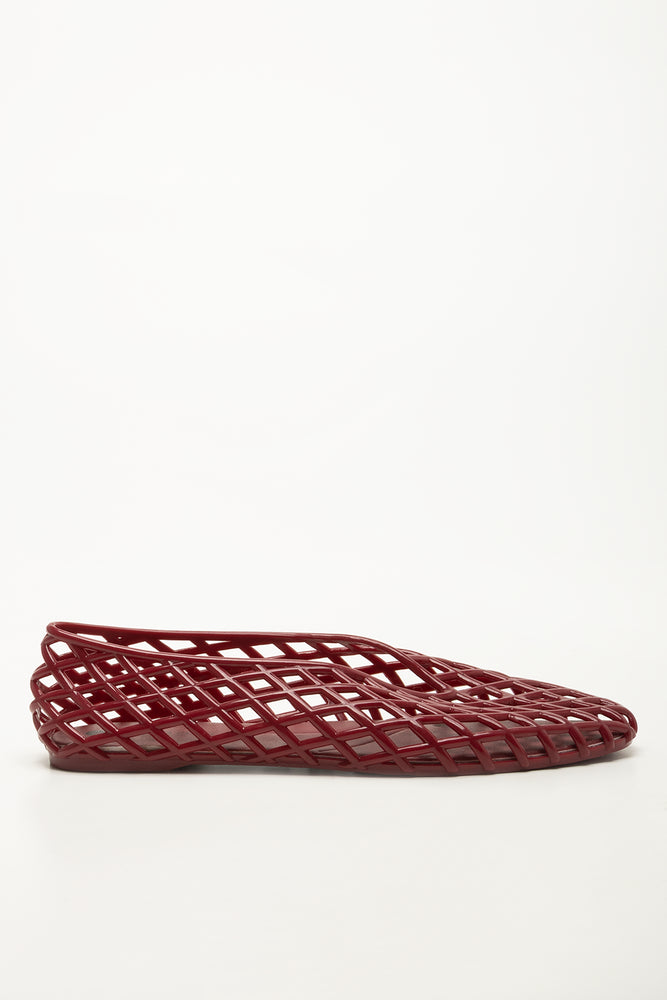 Burgundy Lattice Design Jelly Pumps (1)