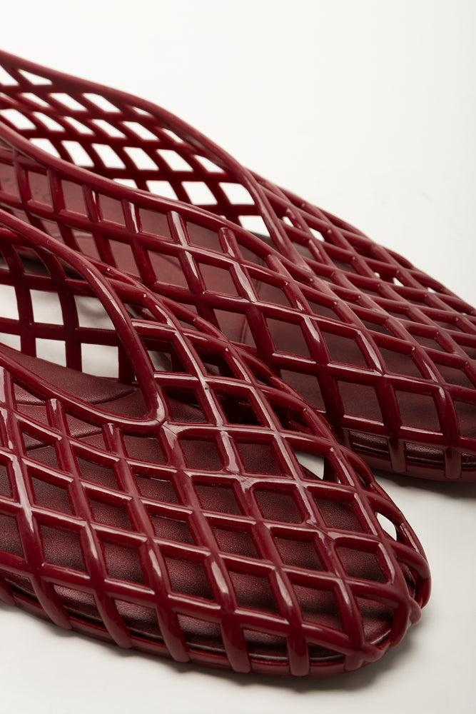 Burgundy Lattice Design Jelly Pumps (2)