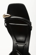 Black Strappy Mid Block Heels (4)