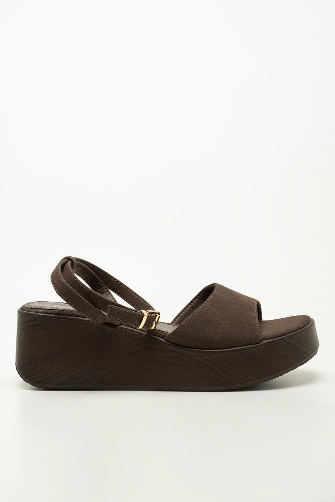 Brown Wood Look Wedge Sandals (1)