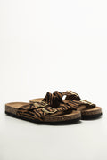 Zebra Print Double Strap Sandals