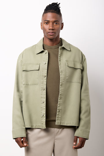 Washed Denim Fatigue Shacket