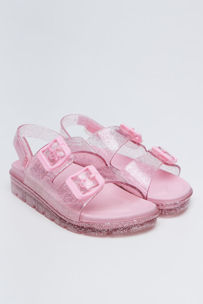 Pink Glitter Jelly Buckle Sandals
