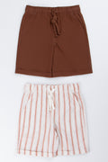 2 Pack Stripe Linen Look Shorts