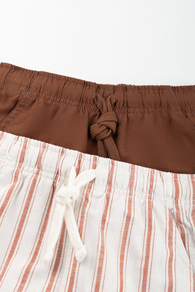 2 Pack Stripe Linen Look Shorts (1)