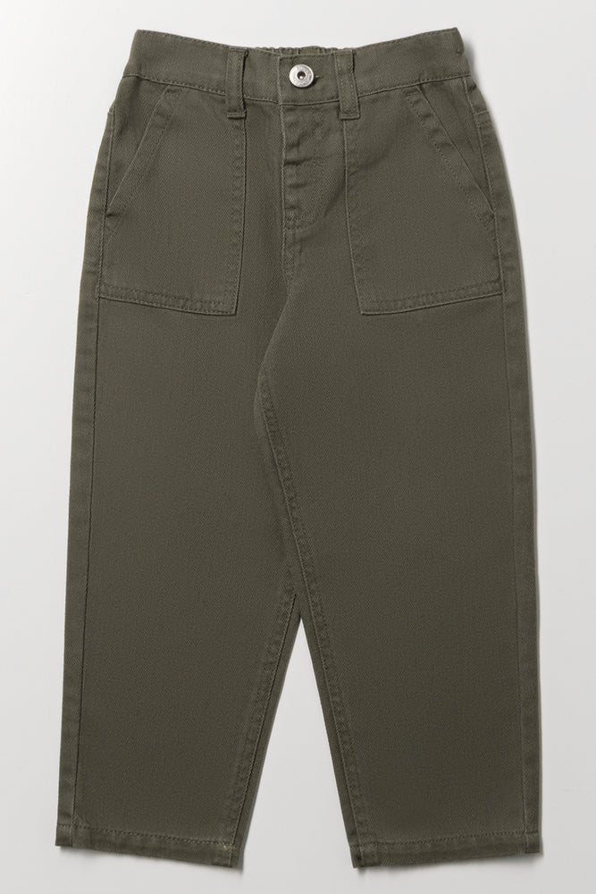 Dark Olive Herringbone Utility Pants