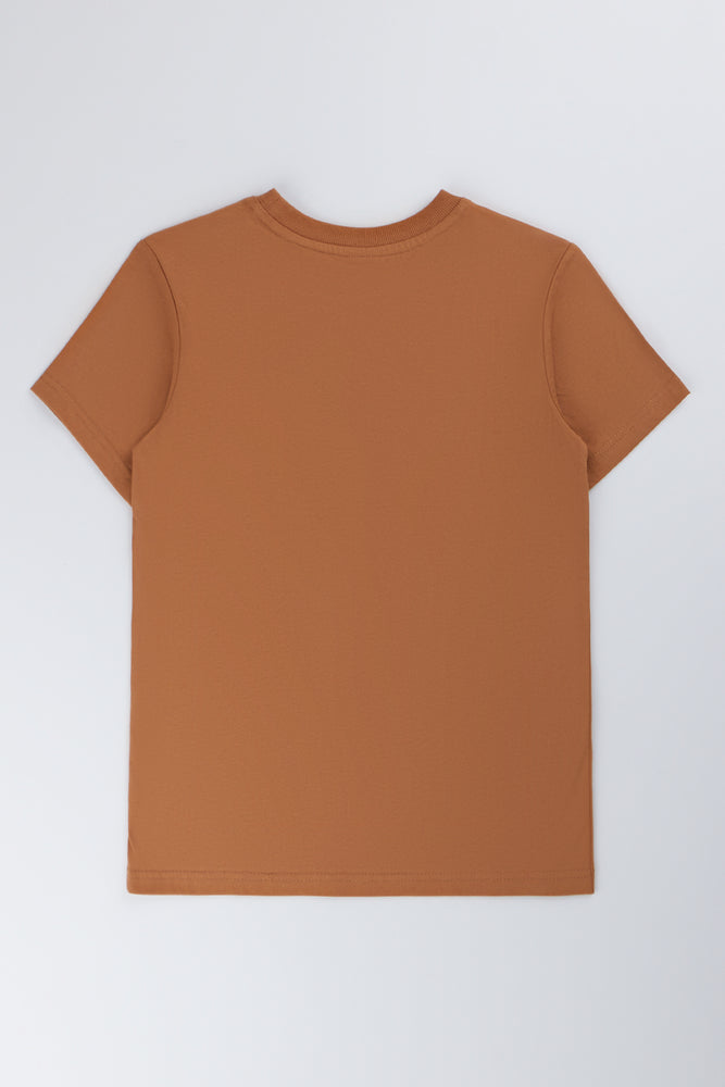 Plain Brown Short Sleeve T-Shirt (2)